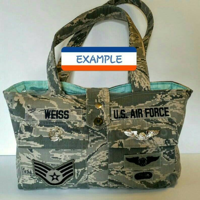 TOTE BAG Customized From Military Uniform ALL Branches of