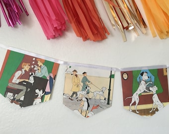 101 Dalmatians disney upcycled book banner