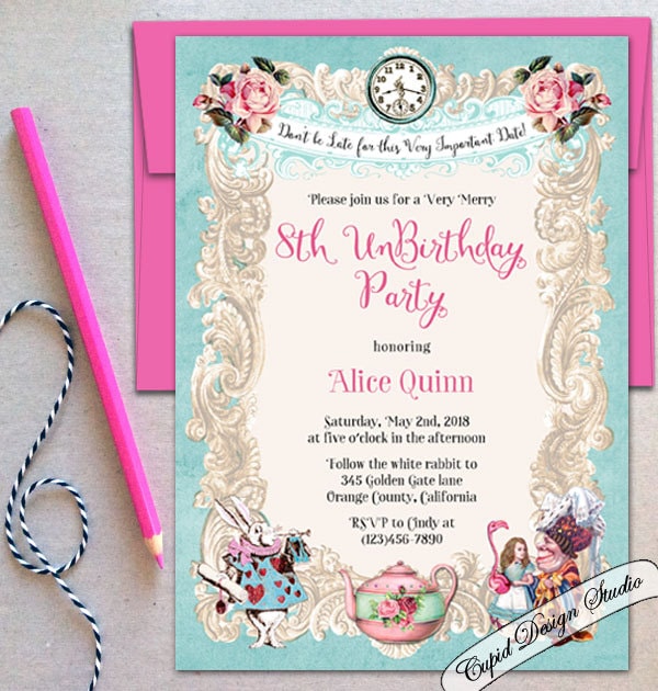 Alice In Wonderland Unbirthday Invitations 9