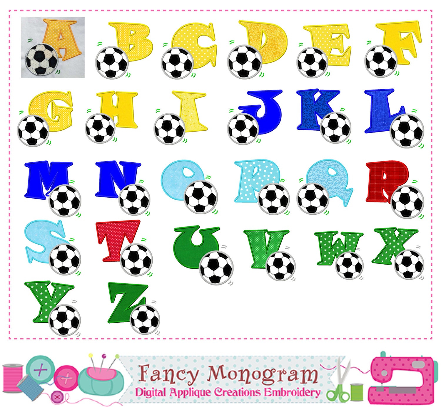 Soccer Monograms appliqueSoccer letters