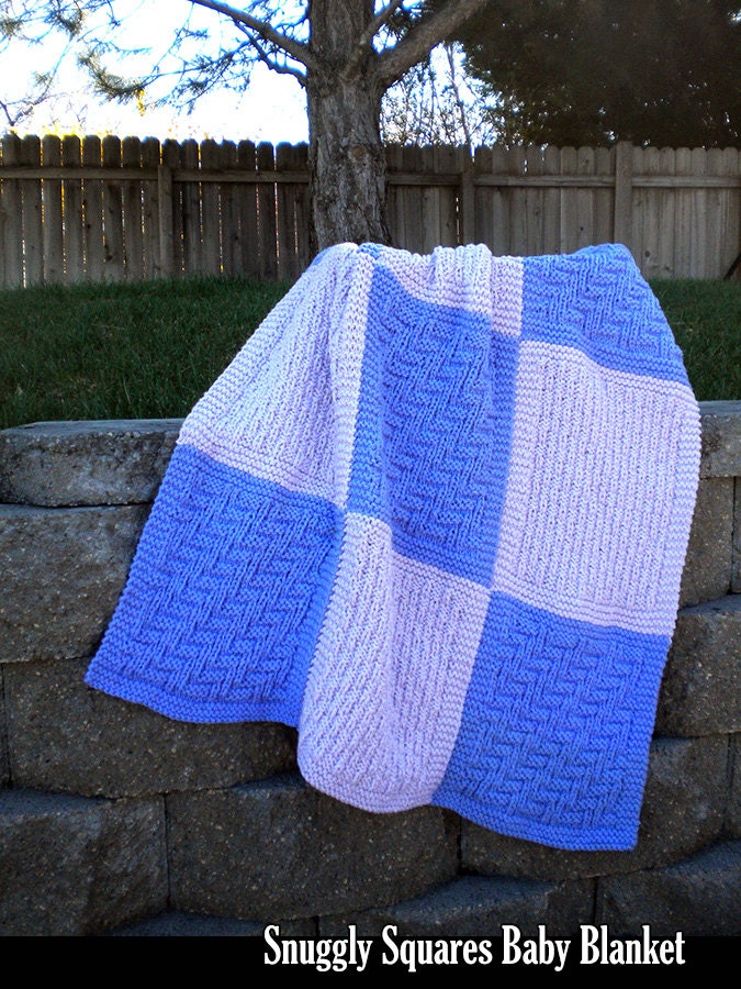 Snuggly Squares Baby Blanket Knitting Pattern