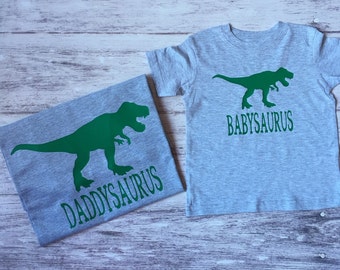 Mommy, Daddy and baby dinosaur t-shirts, matching father son shirts, new baby shirt, daddysaurus, babysaurus, t-rex, dinosaur birthday shirt
