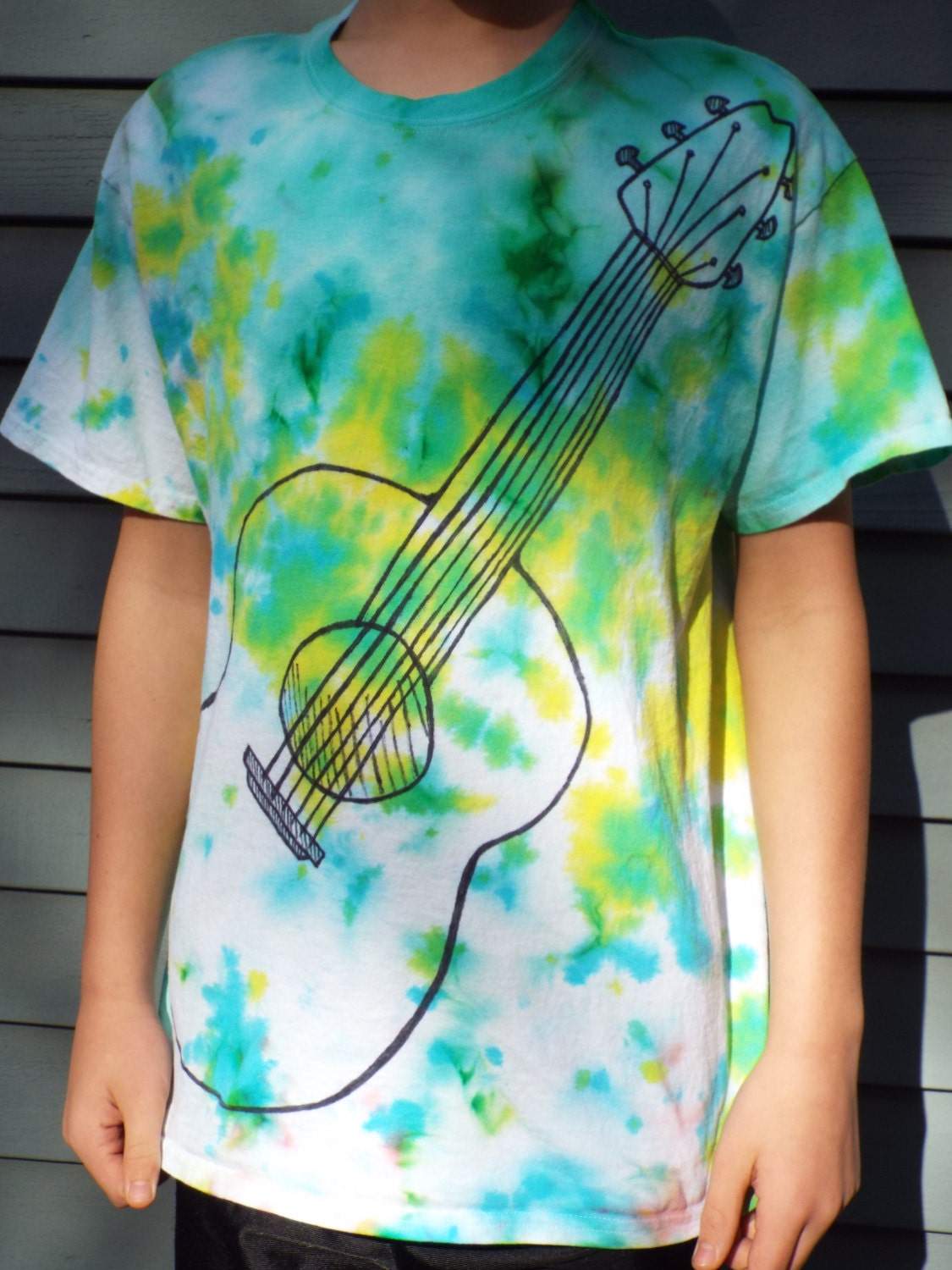 Guitar Tshirt Adult Large Music Tie Dye Tshirt by CreationsbyMaris