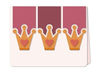 Queen of Hearts Crown Card , Blank inside , Free Confetti , Women , Girls , Birthday , family , friends , co-workers
