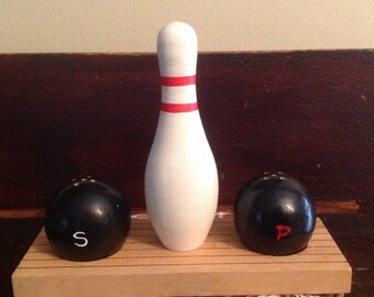 Vintage Bowling Ball Salt and Pepper Set