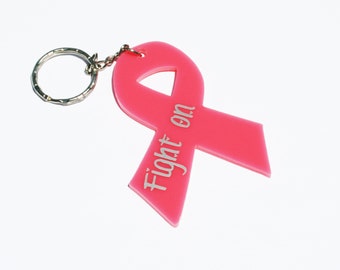 Breast Cancer - breast cancer gift - awareness keychain- pink ribbon keychain - pink ribbon - Pink Ribbon Gift - cancer survivor - Fight On