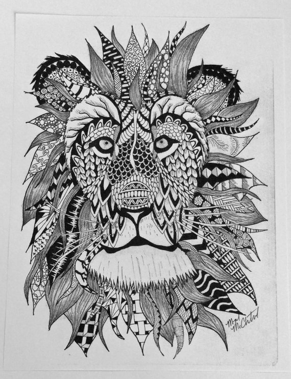 Lion Head Zentangle Art
