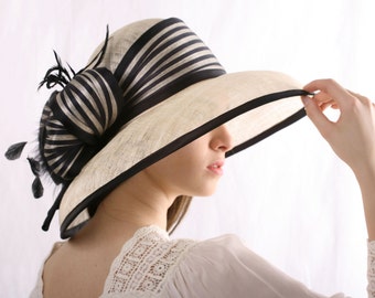 Kentucky derby hat, Ascot wide brim hat, Melbourne cup hat, widebrim hat, Summer sun hat, Wedding Party hat, Audrey Hepburn hat, elegant hat