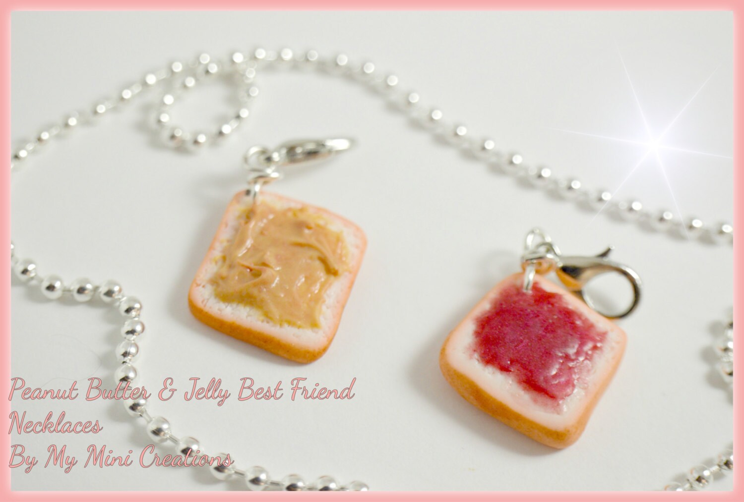 Peanut Butter & Jelly Best Friend Necklaces Miniature food