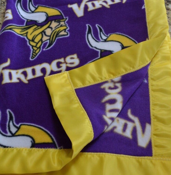 Minnesota Vikings Fleece Blanket With Satin by CurlyGirlHandmade