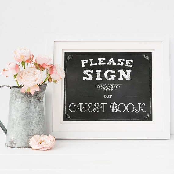 Sign our Guest book Chalkboard wedding sign Printable wedding