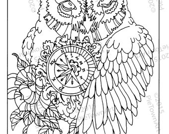 Items similar to Halloween Owl Coloring Page - Halloween Hooty - Owl