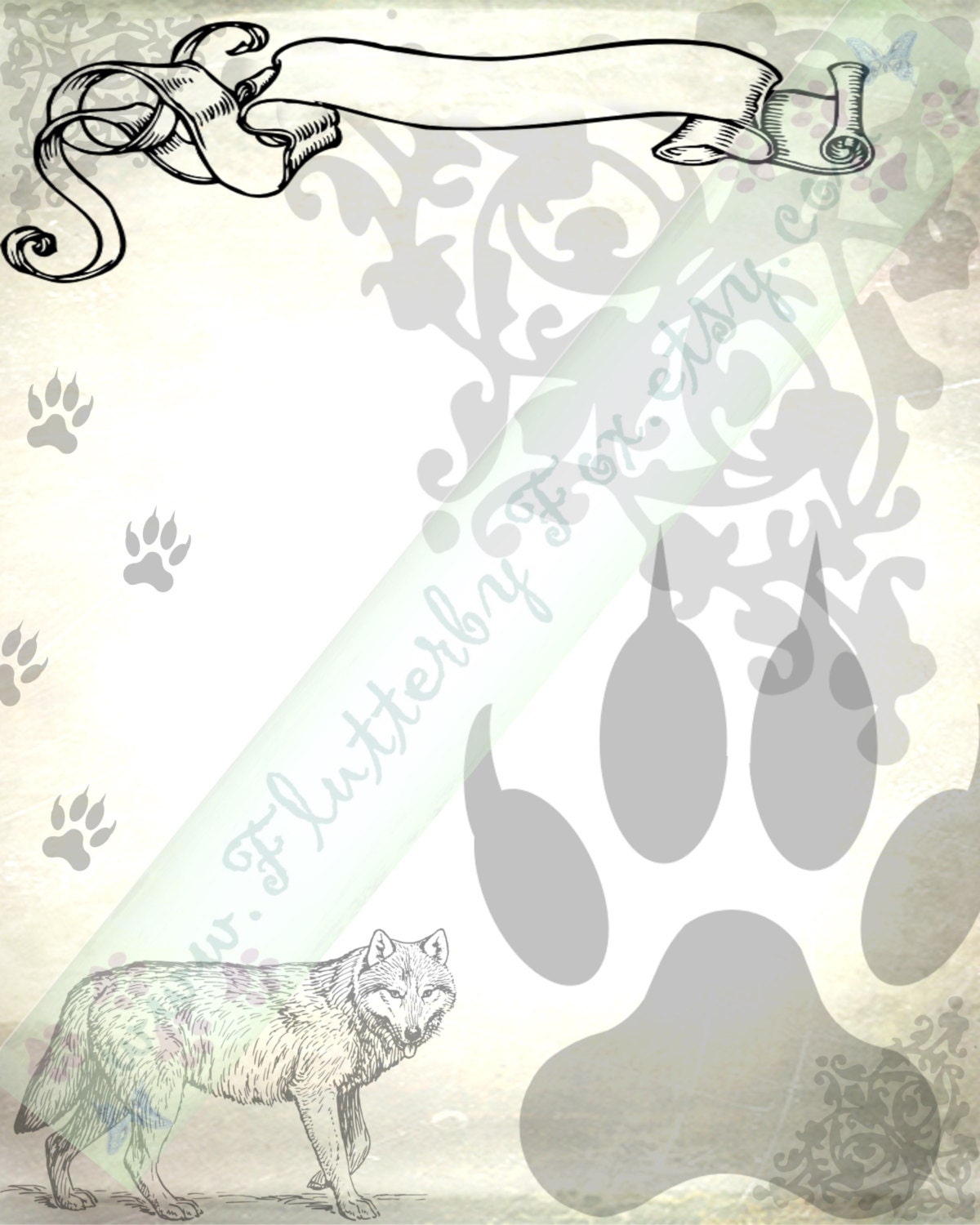 Wolf Paper Wolf Stationery Set Wolf Stationery by FlutterbyFox