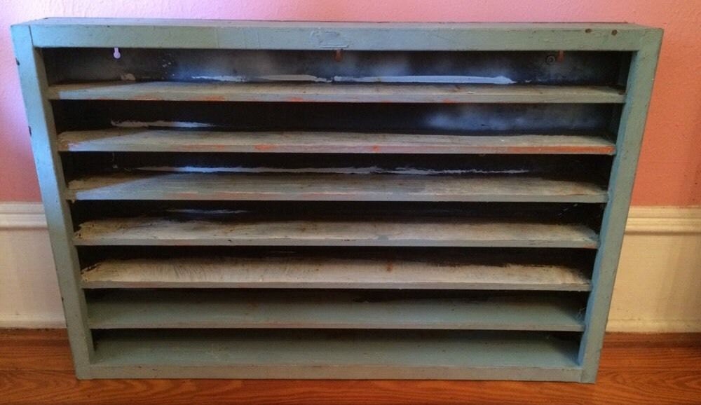 Large Vintage Metal Shelves Wall Hanging Shelf Metal Box Industrial