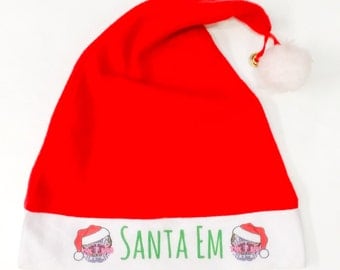 Personalised Santa hat ~ Father Christmas hat ~ Xmas red with bell ~ made to order