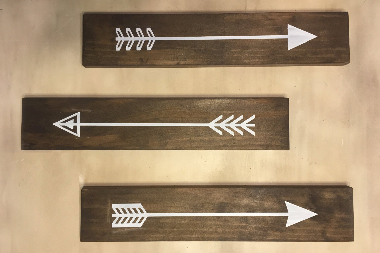 Set of 3 Rustic Wood Arrows Wall Decor. Wood Arrows Sign.