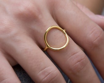 Silver Circle Ring, Gold Circle Ring, 925 Sterling Silver, Circle Ring, Circle 13mm(medium)