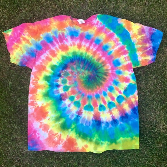 XL Tie Dye Shirt Size XL Neon Rainbow Tie Dye by beachbumtiedye