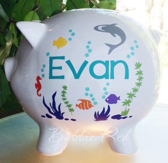 Personalized Piggy Bank Under The Sea Custom Piggy Bank Boy