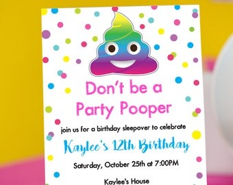 Emoji Party Pooper Invitation INSTANT DOWNLOAD - Printable Emoji Birthday Invitation by Printable Studi