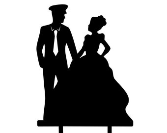 Bride and Groom Silhouette Wedding Cake Topper with a crawling
