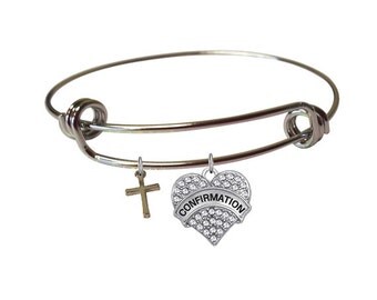 Confirmation Bracelet- Personalized Confirmation Gift for Girls- Holy Confirmation Jewelry- Cross- Charm Bracelet- Religious Catholic Gifts