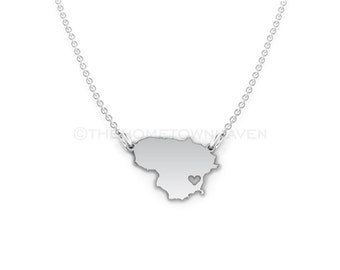 Lithuania Necklace - Lithuania map necklace, Lithuania charm necklace, Lithuania outline necklace