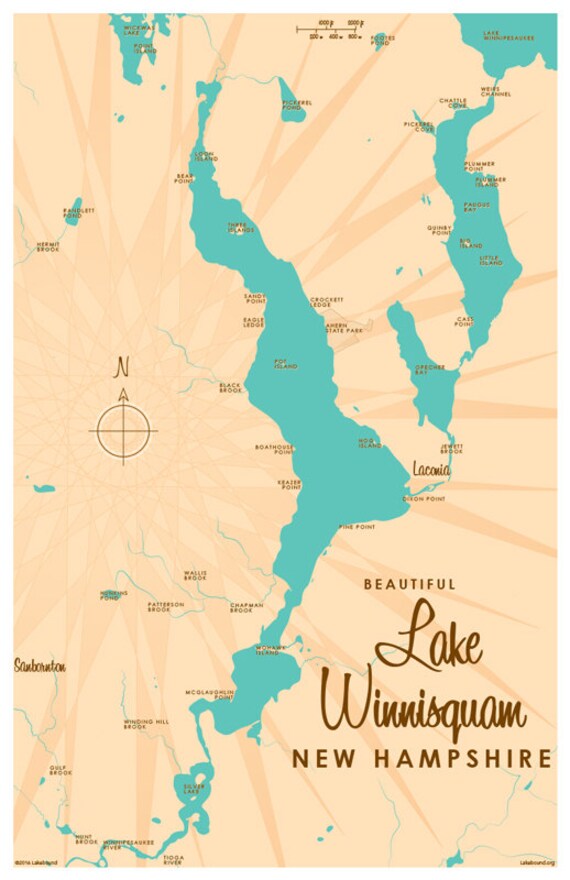 Lake Winnisquam NH Map Print