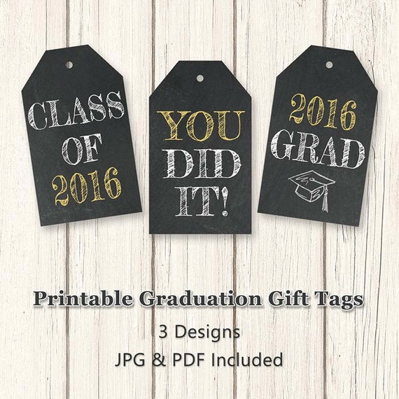 Graduation Gift Tags 2016 Party Favor Instant by YourPrintableShop