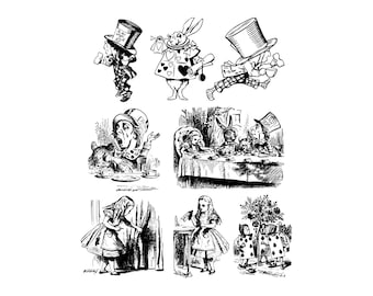 Alice in Wonderland Clip Art - Alice in Wonderland Clipart, Clip Art Alice, Fairy Tale Clip Art, Mad Hatter Clip Art, Card Clip Art, Alice