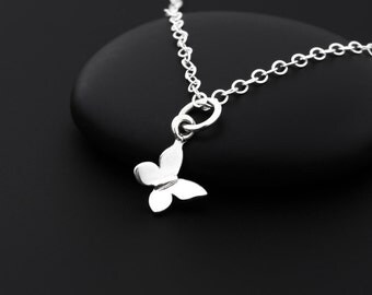 Sterling Silver Butterfly Necklace, Butterfly Jewelry, Tiny Butterfly Necklace, Butterfly Charm, Dainty Butterfly Necklace, Butterfly Gift