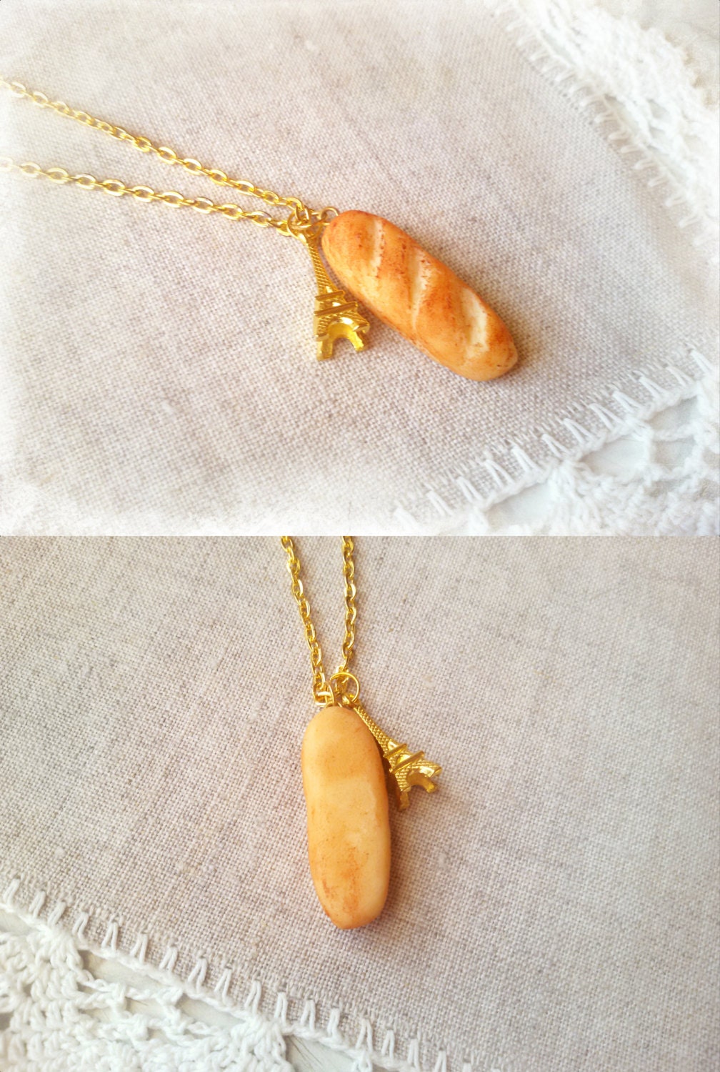 French bread necklace french style jewelry miniature food