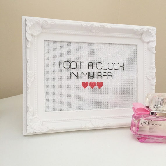 I Got A Glock In My Rari Cross Stitch Photo Frame by xCottonKisses