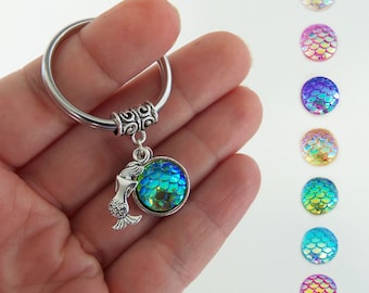 Mermaid keychain, mermaid gifts, mermaid tail, mermaid scales, little mermaid, custom key chain, keyring, party favors, stocking stuffer