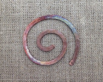 spiral shawl pin - hammered copper
