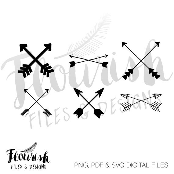 Download Hand Drawn Crossed Arrows with Digital Cut File SVG PNG