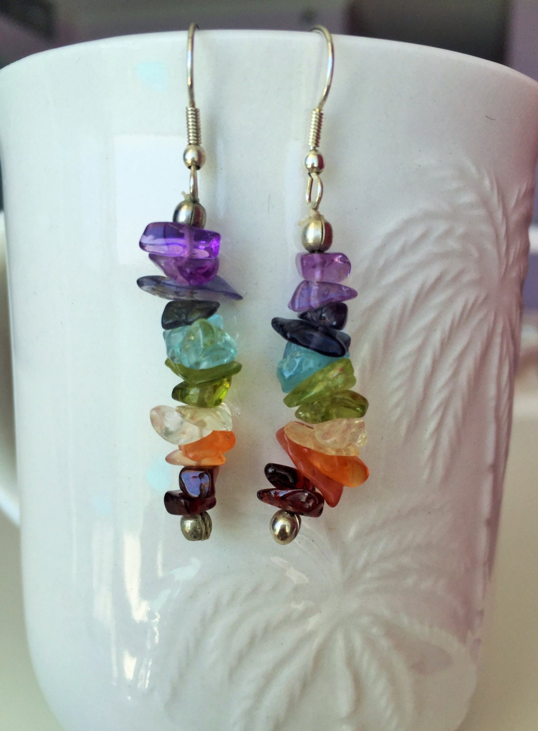 Chakra Earrings Crystal Dangling Earring Pair