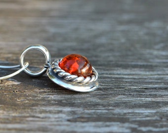 Baltic Amber Necklace, Amber Pendant, Amber Silver Pendant, Silver Amber Necklace