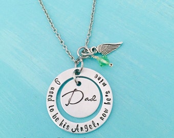 Dad Memorial Necklace - Memorial Jewelry - I used to be his Angel Necklace - Personalized Jewelry - In Memory Of Dad Necklace -Sympathy Gift
