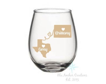 Best Friends Wine Glass, Best friend Gift, Long Distance Best Friend, Best Friend Birthday Gift, Best Friend Long Distance,