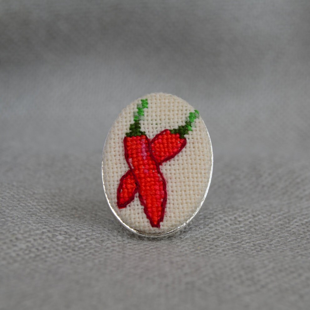 red ring embroidered body ring