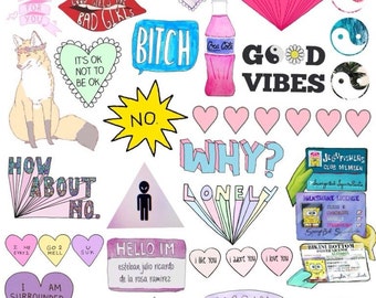 Set 125. Mockup printable Tumblr Stickers by BestStickersClub