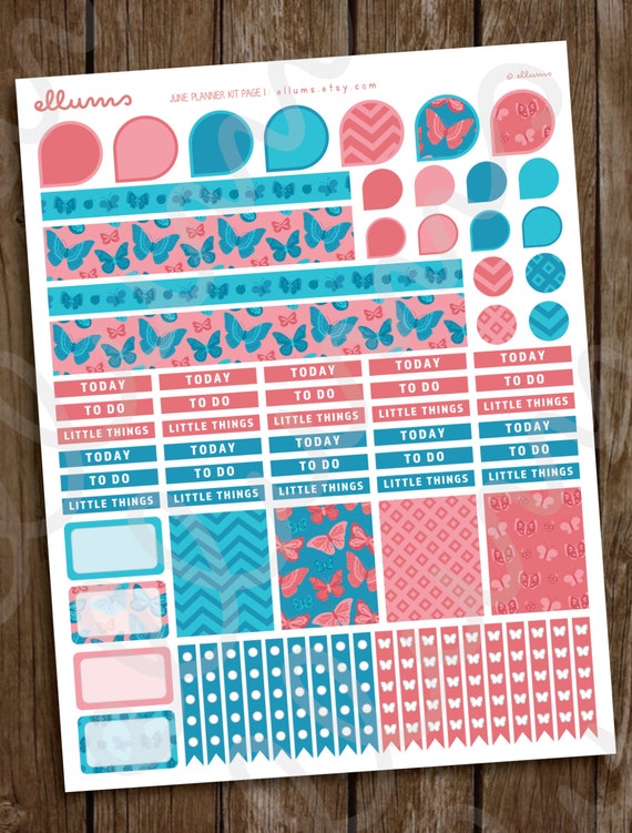 June Kit Planner Stickers 1 PRINTABLE Instant Download EC