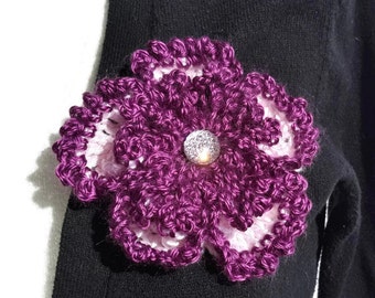 Crochet Flower Pin Brooch, Crochet Brooch, Flower Brooch, Crochet Pin, Women Gift, Gift for Her
