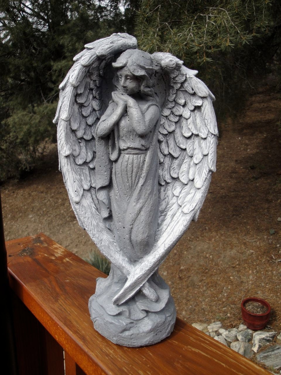 Cement Standing Angel Garden Statue Solid Concrete Female