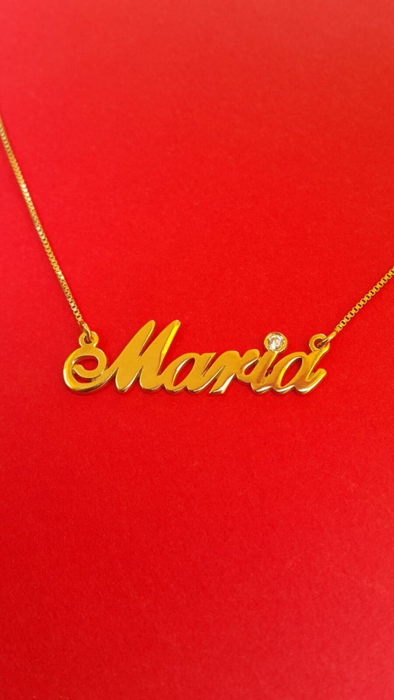 Diamond Name Necklace 14k Gold Name Necklace by TheMonogramMill
