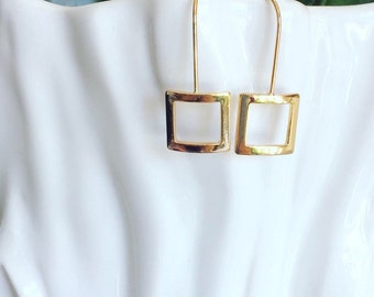 Long Gold Earrings / Geometric Earrings