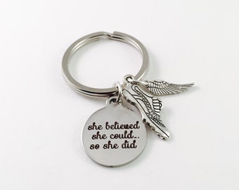 Running shoe keychain, running keychain, marathon keychain, backpack charm, 5K keychain, personalized keyring