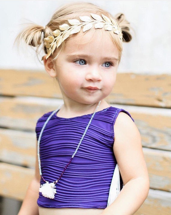 Gold leaf headband gold headband baby headband by SparklingLilac