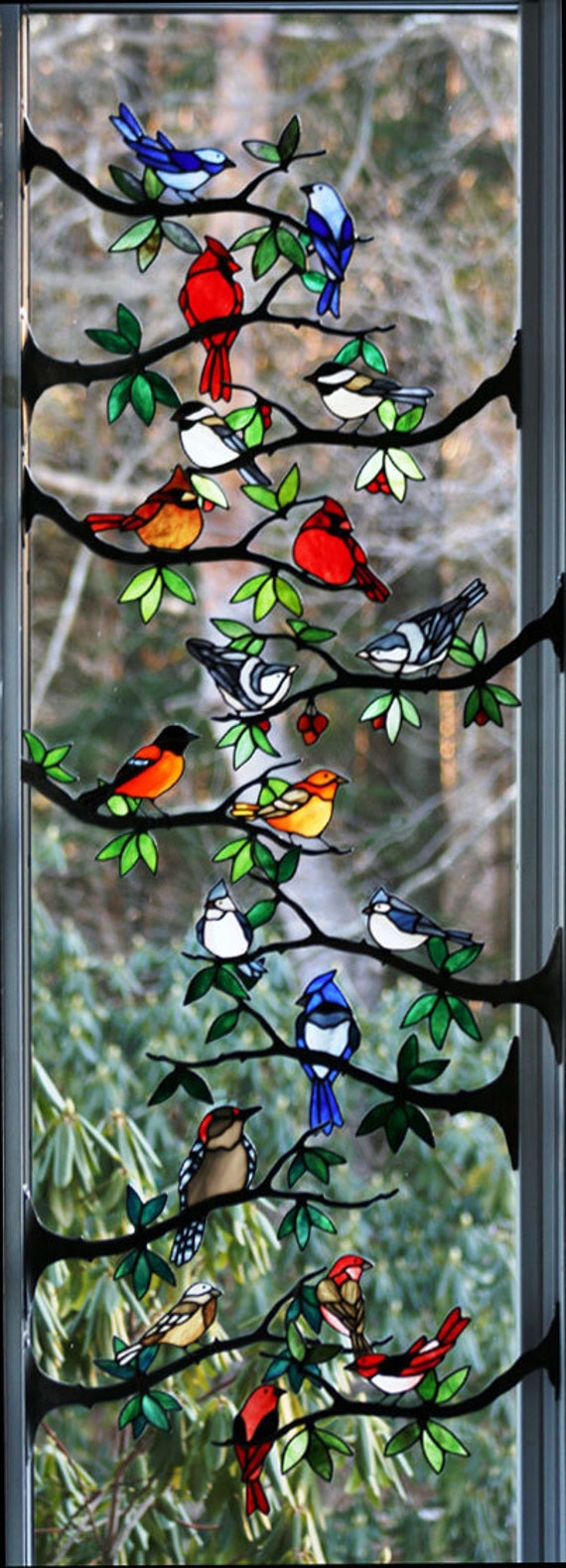 Stained Glass Window Frame Birds Pattern Kits 7059